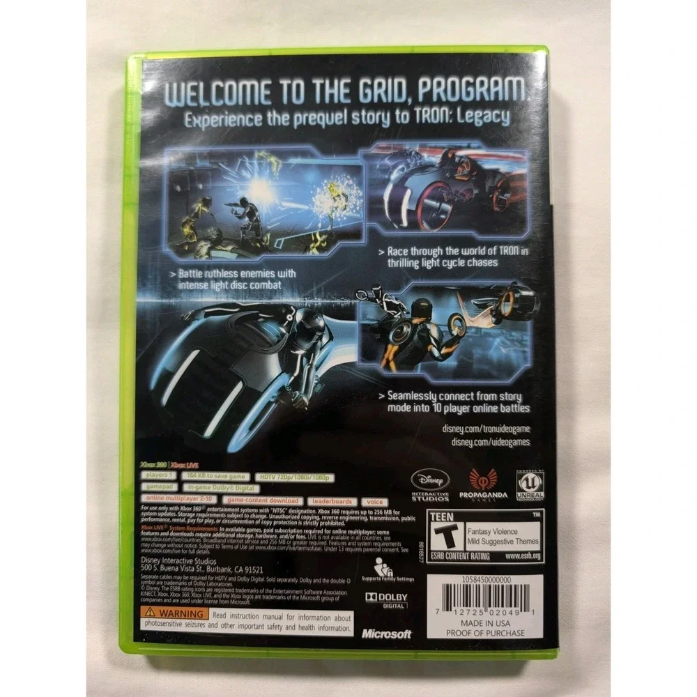Tron Evolution (Microsoft Xbox 360, 2010) Authentic, Complete, Tested/works